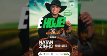 Imagem promocional da XXI FEXPOANR em Novo Repartimento, Pará, destacando Natanzinho Lima e a abertura do rodeio. Créditos: fexpoanr / Instagram.