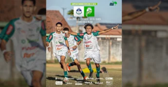Imagem de jogadores do Luverdense Esporte Clube em campo comemorando, para o Campeonato Matogrossense de Base, com créditos ao Luverdense Esporte Clube.