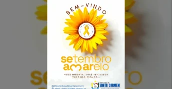 Imagem da campanha Setembro Amarelo da Prefeitura de Santa Carmem / Instagram @prefeituradesantacarmem
