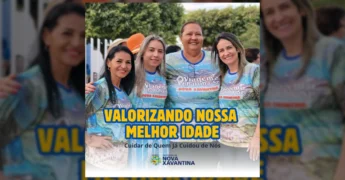 Imagem de idosos de Nova Xavantina felizes durante embarque para viagem a Ubatuba, promovida pela Prefeitura. Créditos: Prefeitura de Nova Xavantina / Instagram.