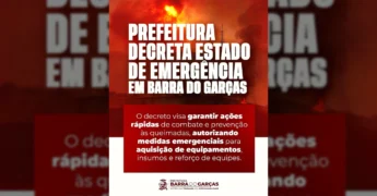 Incêndio florestal em Barra do Garças, Mato Grosso, levando ao decreto de emergência. Crédito: Prefeitura de Barra do Garças / Instagram.