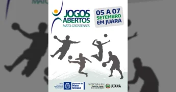 Atletas em silhueta representando diferentes modalidades esportivas em Juara. Crédito: Prefeitura de Juara / Instagram.