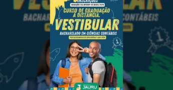 Imagem de estudantes promovendo o vestibular UNEMAT/UAB em Jauru para Ciências Contábeis EAD, com créditos para a Prefeitura de Jauru / Instagram.