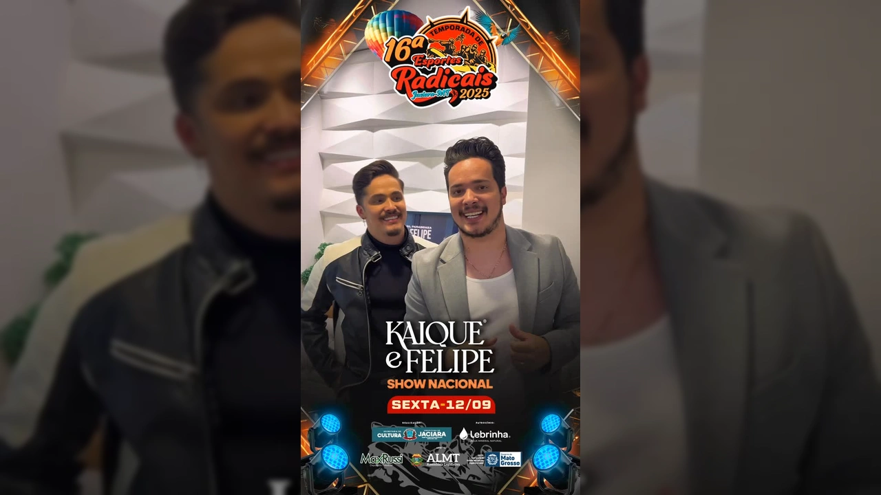 Kaique e Felipe em Jaciara para a Temporada de Esportes Radicais 2025, imagem de divulgação da Prefeitura de Jaciara