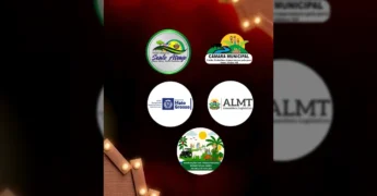 Coleção de logotipos da Prefeitura de Santo Afonso, Câmara Municipal, SECEL, ALMT e Associação de Trabalhadores Rurais, destacando parcerias para o desenvolvimento da cidade / Instagram prefeituramunicipalsantoafonso
