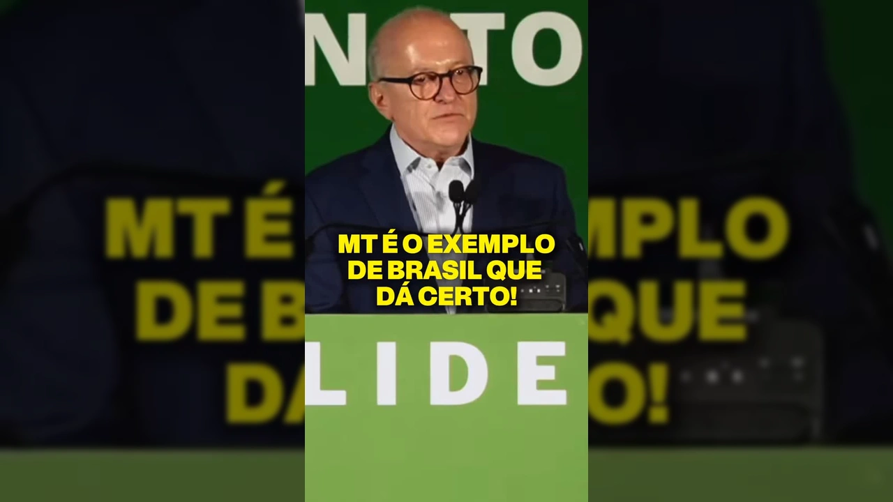 Otaviano Pivetta, vice-governador de Mato Grosso, palestrando sobre o desenvolvimento do estado em fórum internacional. Crédito: Otaviano Pivetta / Instagram
