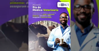 Imagem mostra médico-veterinário sorridente com copo de leite e vacas ao fundo, em homenagem da SEAF de Mato Grosso. Crédito: @seafmt / Instagram