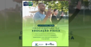 Imagem de um homem e uma mulher se exercitando ao ar livre, simbolizando o Dia do Profissional de Educação Física, créditos Prefeitura de Ponte Branca / Instagram
