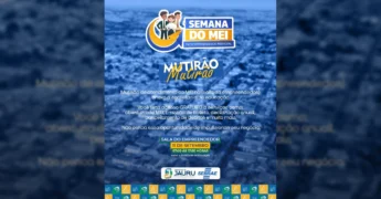 Ilustração de empreendedores e o título 'Semana do MEI' e 'Mutirão', indicando serviços gratuitos em Jauru. Crédito: Prefeitura de Jauru / Instagram.