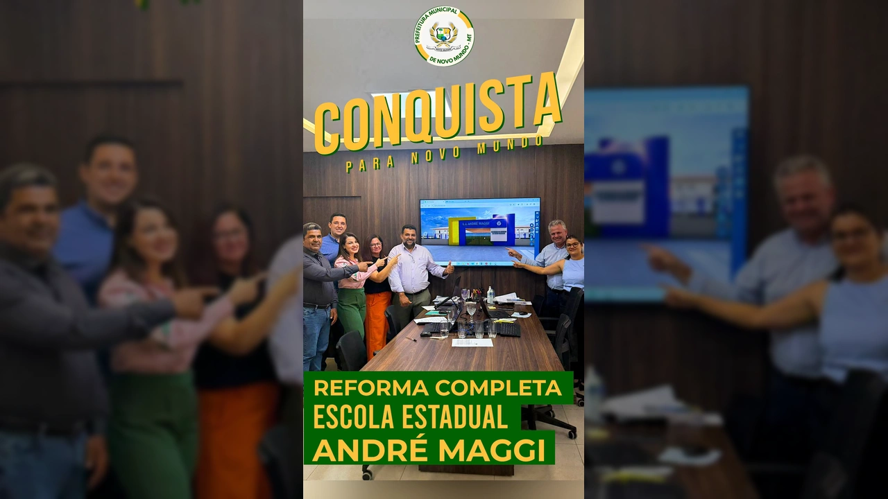 Prefeito de Novo Mundo e Secretário de Educação de MT em reunião sobre reforma escolar, com crédito à Prefeitura Municipal de Novo Mundo / Instagram.