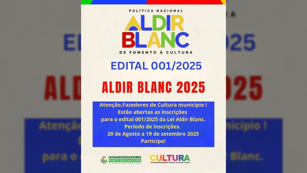 Publicação da Secretaria de Cultura e Economia Criativa de Porto dos Gaúchos anunciando o Edital Aldir Blanc 2025 / Instagram @sececporto