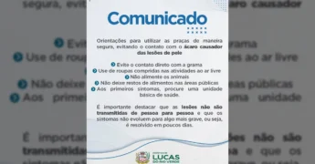 Informações de prevenção sobre ácaro do pombo e saúde pública em Lucas do Rio Verde, divulgado pela Secretaria de Saúde / Instagram @saudedelucasdorioverde