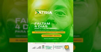 Pessoa com rosto pintado com as cores da bandeira do Brasil, divulgando o Ato Cívico em Primavera do Leste. Crédito: Prefeitura de Primavera do Leste / Instagram @prefpva