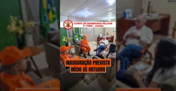 Prefeito de Juara e Tenente Coronel do Corpo de Bombeiros Militar de Mato Grosso discutindo a inauguração da nova unidade em Juara / Instagram prefeituradejuara