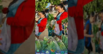 Distribuição de alimentos frescos do programa Cesta Verde em Matupá, com equipes da prefeitura e moradores. Crédito: prefeitura_matupa no Instagram.
