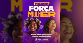 Duas mulheres sorrindo, uma com coroa de flores, representando o programa Força Mulher da Prefeitura de Barra do Garças, com foco em capacitação e empreendedorismo. Crédito: prefeiturabg / Instagram