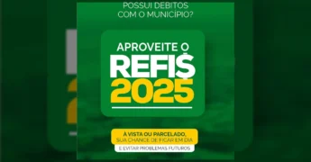 Banner informativo sobre o programa REFIS 2025 da Prefeitura de Campo Verde com detalhes de descontos para dívidas municipais / Instagram