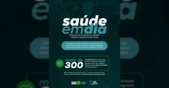 Imagem do cartaz do Programa Saúde em Dia em Campo Verde, Mato Grosso, destacando atendimentos em cardiologia. Créditos: saude_campoverde / Instagram.