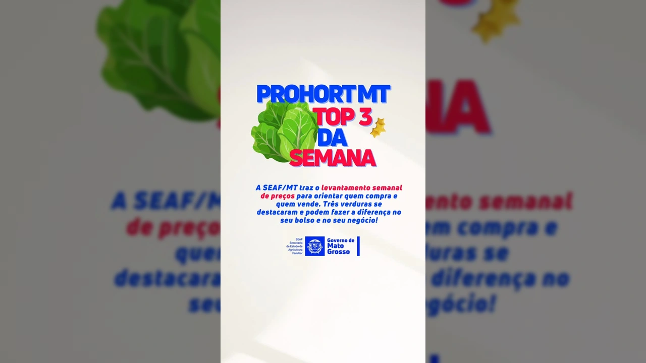 Levantamento Prohort MT da Secretaria de Agricultura Familiar de Mato Grosso sobre os preços das verduras no CEASA-MT em Cuiabá.