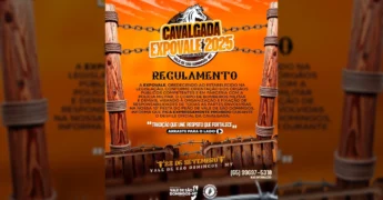 Regulamento da Cavalgada Expovale 2025 em Vale de São Domingos, Mato Grosso, com regras de segurança e bem-estar animal. Crédito: Instagram/@expovale_vsd