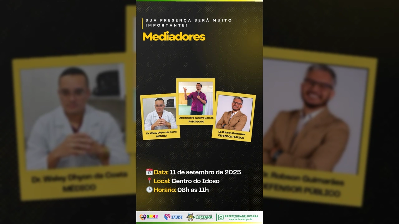 Imagem promocional da Roda de Conversa Setembro Amarelo em Luciara, com logos da Prefeitura Municipal de Luciara, SUAS e Saúde / Instagram