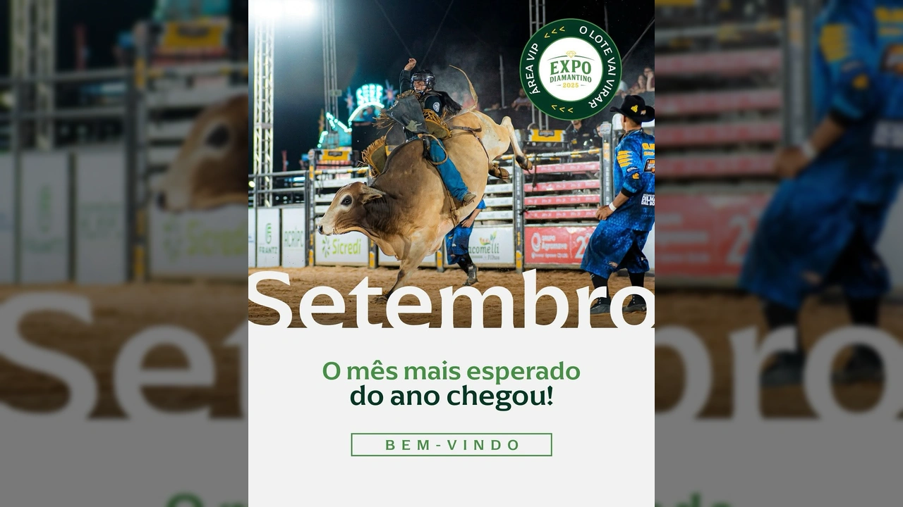 Rodeio emocionante na Expodiamantino 2025 em Diamantino, Mato Grosso. Créditos: expodiamantino / Instagram.