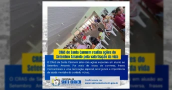 Pessoas reunidas em roda de conversa em Santa Carmem, durante ações do Setembro Amarelo, creditado a Prefeitura de Santa Carmem