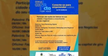 Sebrae Conecta com Você em Alto Garças, oferecendo cursos e palestras gratuitas para empreendedores. Crédito: Prefeitura de Alto Garças / Instagram