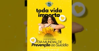 Foto da campanha Setembro Amarelo da Prefeitura de Alto Garças, mostrando duas pessoas se abraçando e um girassol, simbolizando apoio e vida / Instagram
