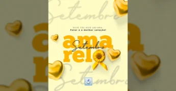 Imagem da campanha Setembro Amarelo com girassol, fita amarela e corações, por Consórcio Público Vale do Teles Pires / Instagram
