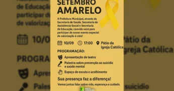 Cartaz do evento Setembro Amarelo da Prefeitura de Porto Esperidião / Instagram @saudessms