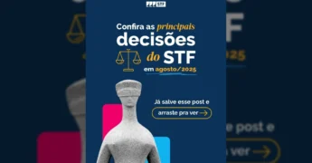 Estátua da Justiça com olhos vendados, representando as decisões do Supremo Tribunal Federal em agosto de 2025. Créditos: STF-Supremo Tribunal Federal / Instagram