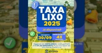 Anúncio da Prefeitura de Alto Garças sobre a Taxa de Lixo 2025 com prazos e descontos / Instagram