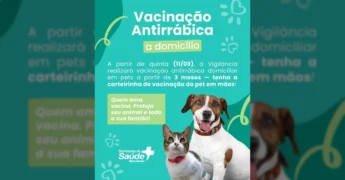 Foto de um gato e um cachorro, representando a campanha de vacinação antirrábica domiciliar em Marcelândia. Créditos: Prefeitura de Marcelândia / Instagram.