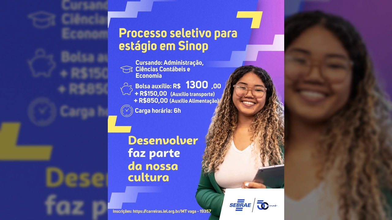 Jovem sorrindo em processo seletivo para estágio no Sebrae MT / Instagram sebraematogrosso