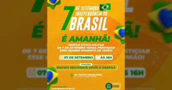 Banner da Prefeitura de Várzea Grande divulgando o Desfile de 7 de Setembro com shows regionais. Créditos: Prefeitura de Várzea Grande / Instagram