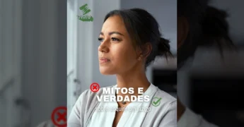 Mulher pensativa olhando para fora da janela, com o logo da VMV Cemitérios e texto 'Mitos e Verdades sobre adquirir um jazigo'. Crédito: VMV Cemitérios / Instagram.