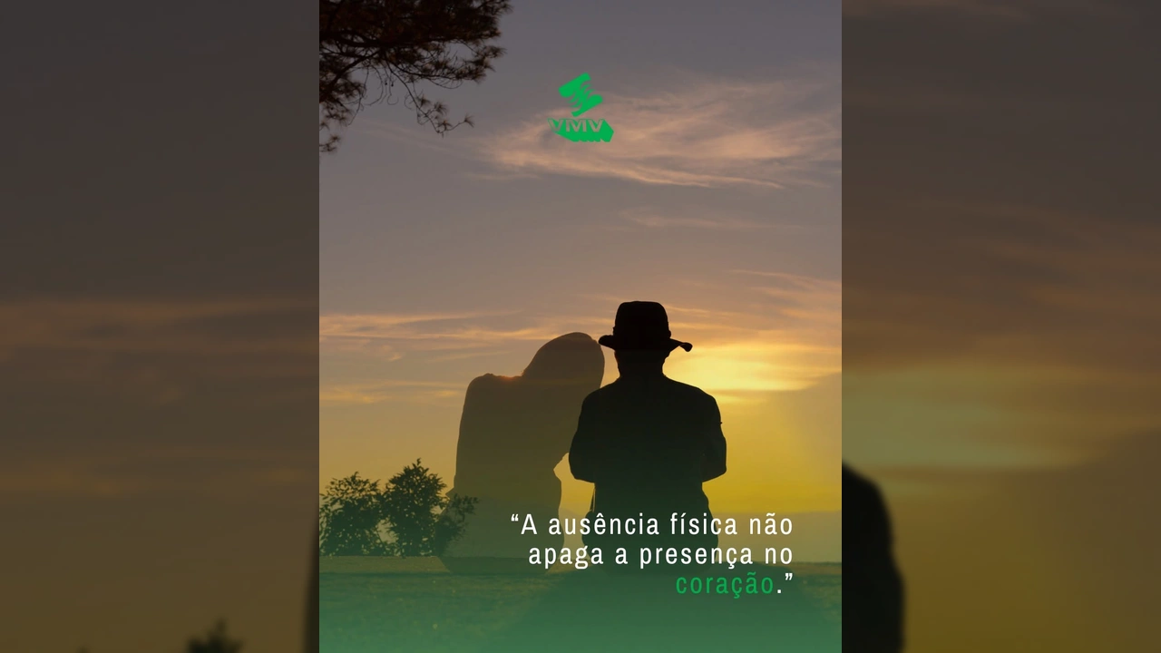 Casal em silhueta no pôr do sol com mensagem da VMV Cemitérios sobre memória e ausência física / Instagram vmvadministradoracemiterio
