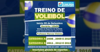 Jovens em Carlinda se preparando para treino de voleibol. Créditos: Prefeitura Municipal de Carlinda / Instagram.